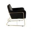Pemberly Row Modern Soft Velvet Accent Arm Chair with Gold Metal Base in Black