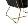 Pemberly Row Modern Soft Velvet Accent Arm Chair with Gold Metal Base in Black