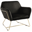 Pemberly Row Modern Soft Velvet Accent Arm Chair with Gold Metal Base in Black