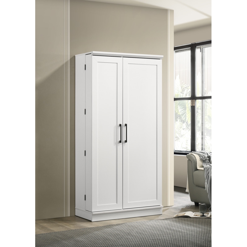 Pemberly Row 2-Door Engineered Wood Storage Cabinet with Shelves in White