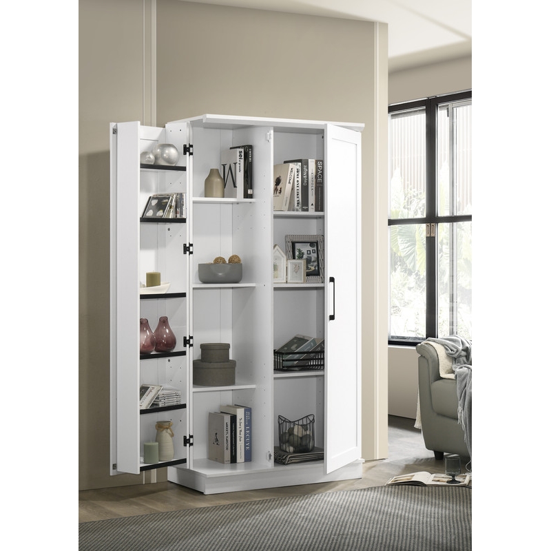 Pemberly Row 2-Door Engineered Wood Storage Cabinet with Shelves in White