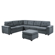 Pemberly Row Gray Woven Fabric 7-Seater Corner Sectional Sofa with Ottoman