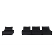 Pemberly Row Velvet 4-Piece Modular Sectional Sofa with Tufted Seat in Black