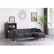 Pemberly Row Dark Gray Fabric Sectional Sofa with Chaise Ottoman and 2 Pillows