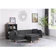 Pemberly Row Dark Gray Fabric Sectional Sofa with Chaise Ottoman and 2 Pillows
