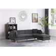 Pemberly Row Dark Gray Fabric Sectional Sofa with Chaise Ottoman and 2 Pillows