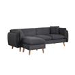 Pemberly Row Dark Gray Fabric Sectional Sofa with Chaise Ottoman and 2 Pillows