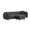 Pemberly Row Dark Gray Fabric Sectional Sofa with Chaise Ottoman and 2 Pillows