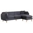 Pemberly Row Dark Gray Fabric Sectional Sofa with Chaise Ottoman and 2 Pillows