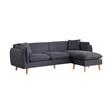 Pemberly Row Dark Gray Fabric Sectional Sofa with Chaise Ottoman and 2 Pillows