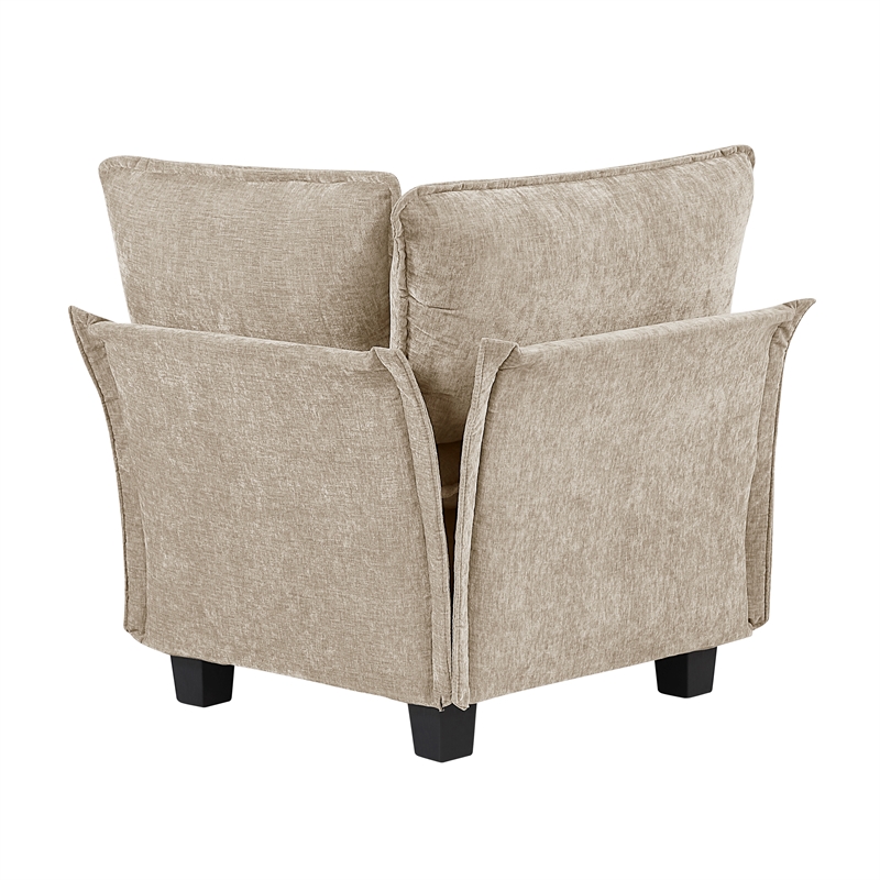 Pemberly Row Chenille Corner Seat with Pocket Coil Support in Taupe