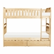 Pemberly Row Pine Wood Twin/Twin Bunk Bed with Storage Boxes in Natural Pine