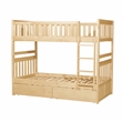 Pemberly Row Pine Wood Twin/Twin Bunk Bed with Storage Boxes in Natural Pine