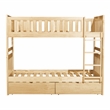 Pemberly Row Pine Wood Twin/Twin Bunk Bed with Storage Boxes in Natural Pine