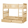 Pemberly Row Pine Wood Twin/Twin Bunk Bed with Storage Boxes in Natural Pine