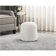 Pemberly Row Faux Fur Fabric Cylindrical Accent Pouf in Off White