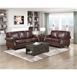Pemberly Row Top-Grain Leather 2-Piece Sofa and Loveseat Set in Brown