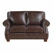 Pemberly Row Top-Grain Leather 2-Piece Sofa and Loveseat Set in Brown