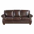 Pemberly Row Top-Grain Leather 2-Piece Sofa and Loveseat Set in Brown