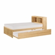 Pemberly Row Wood Twin Bookcase Bed With Twin Trundle in Natural Pine