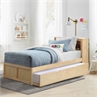 Pemberly Row Wood Twin Bookcase Bed With Twin Trundle in Natural Pine