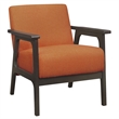 Pemberly Row Solid Rubberwood and Fabric Upholstered Accent Chair in Orange