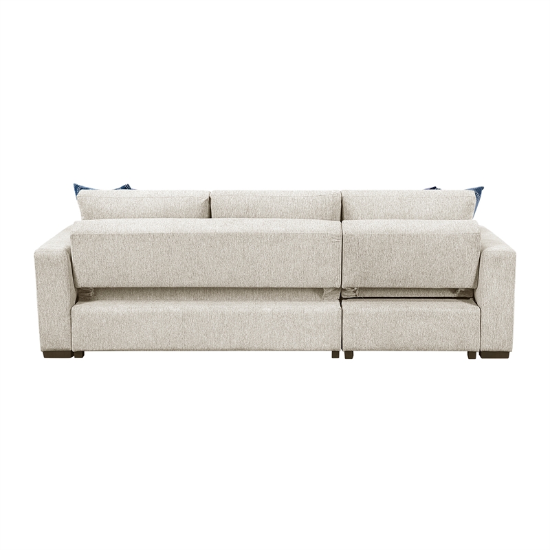 Pemberly Row Microfiber 2-Pc Sectional Sleeper With Reversible Chaise in Beige