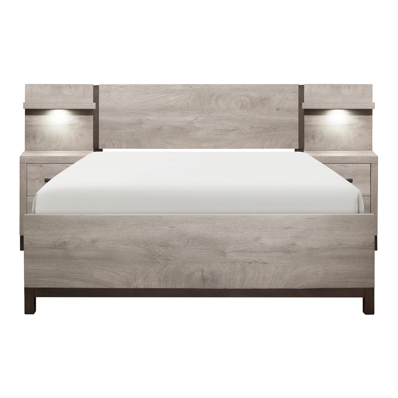 Pemberly Row 5-Piece Full Wall Bed Set in Light Gray (97 x 80.5 x 43.5H)