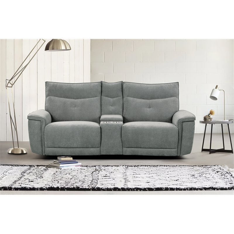 Pemberly Row 3-Piece Power Reclining Loveseat With USB & Cupholders in Dark Gray
