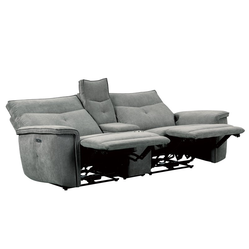 Pemberly Row 3-Piece Power Reclining Loveseat With USB & Cupholders in Dark Gray