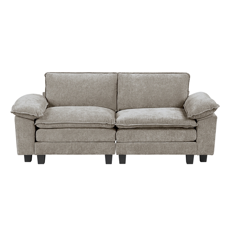 Pemberly Row Chenille Loveseat With Reversible Cushions in Dark Pewter