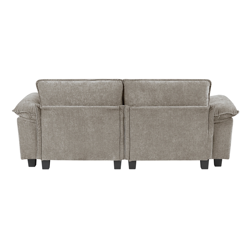 Pemberly Row Chenille Loveseat With Reversible Cushions in Dark Pewter