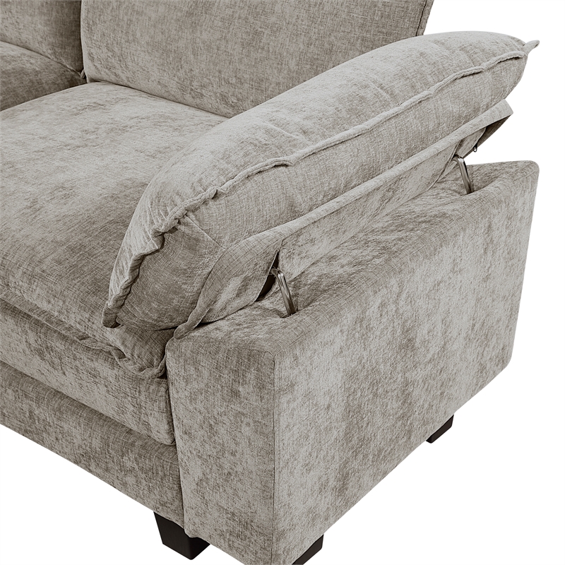 Pemberly Row Chenille Loveseat With Reversible Cushions in Dark Pewter