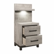 Pemberly Row Nightstand With LED Wall Panel and Power Outlet in Light Gray