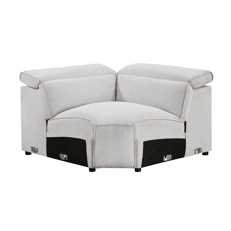 Pemberly Row Modular Corner Seat With Adjustable Headrest in Light Gray