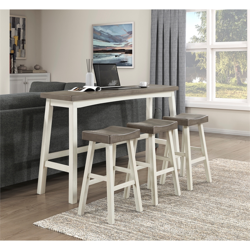Pemberly Row 4-Piece Wood Pub Height Dining Set in White and Coffee