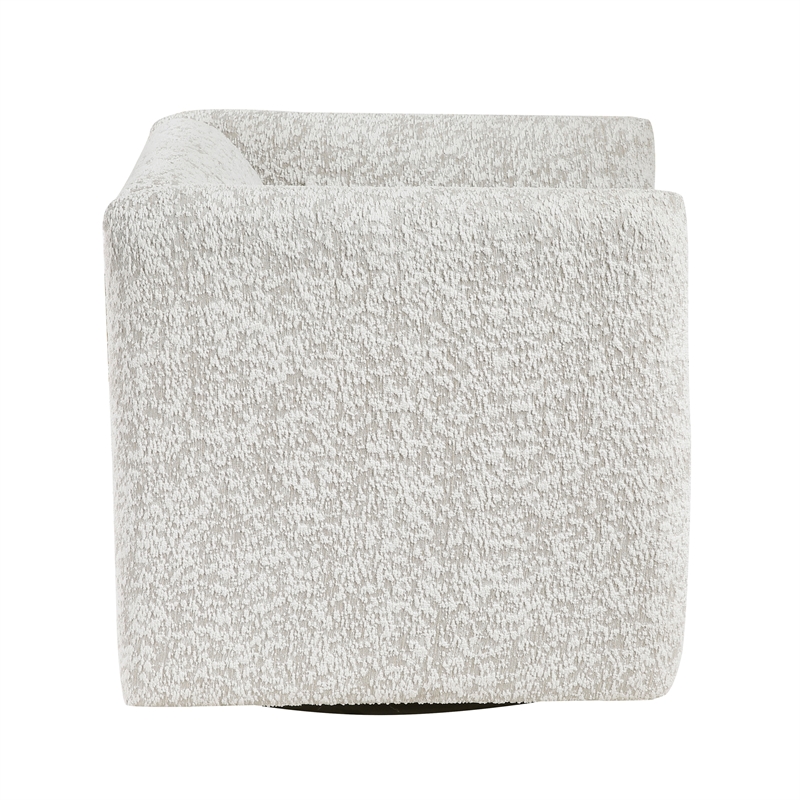 Pemberly Row Jacquard 360-Degree Swivel Cube Chair With Lumbar Pillow in Beige