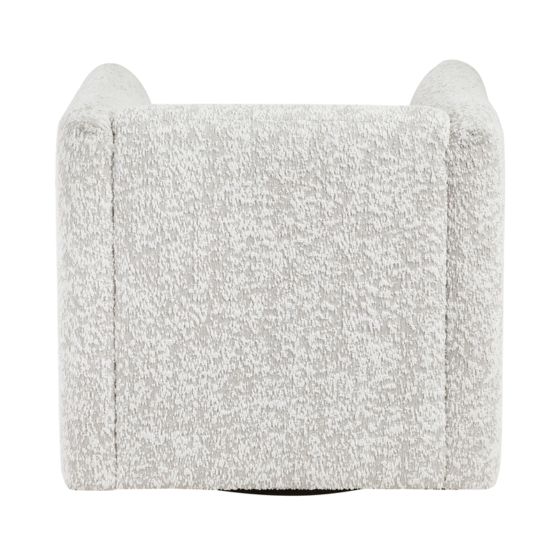 Pemberly Row Jacquard 360-Degree Swivel Cube Chair With Lumbar Pillow in Beige