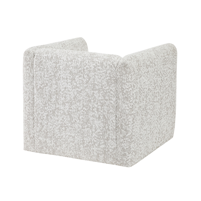 Pemberly Row Jacquard 360-Degree Swivel Cube Chair With Lumbar Pillow in Beige