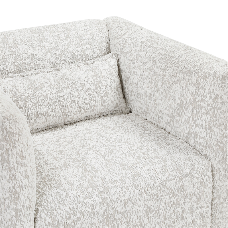 Pemberly Row Jacquard 360-Degree Swivel Cube Chair With Lumbar Pillow in Beige