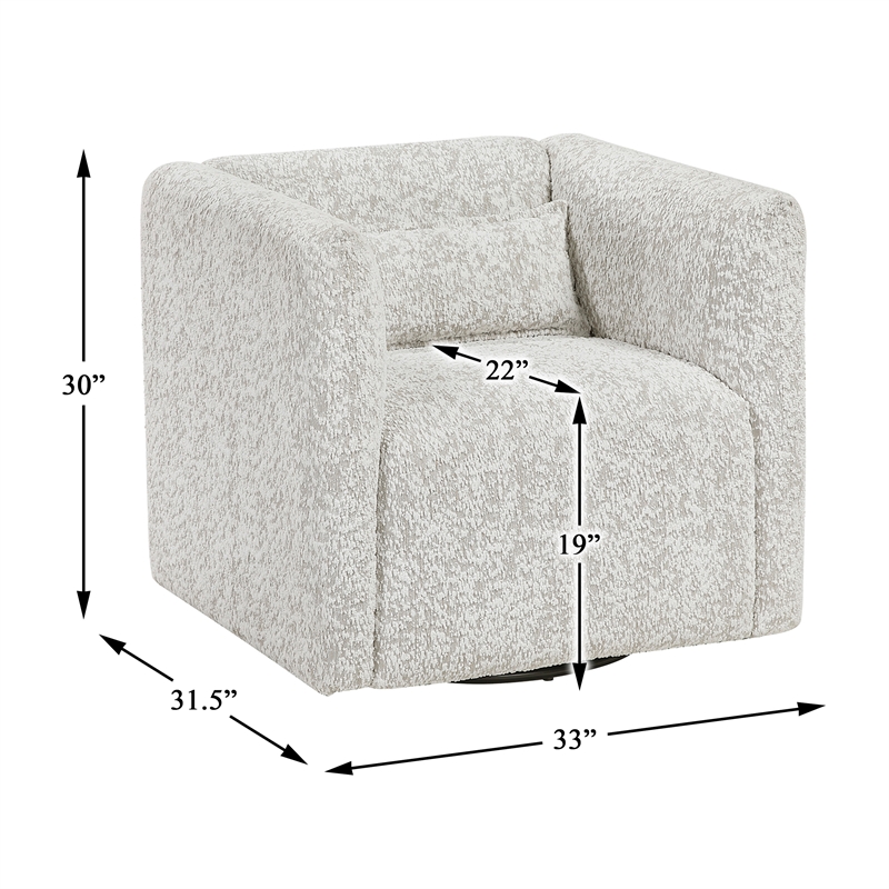 Pemberly Row Jacquard 360-Degree Swivel Cube Chair With Lumbar Pillow in Beige