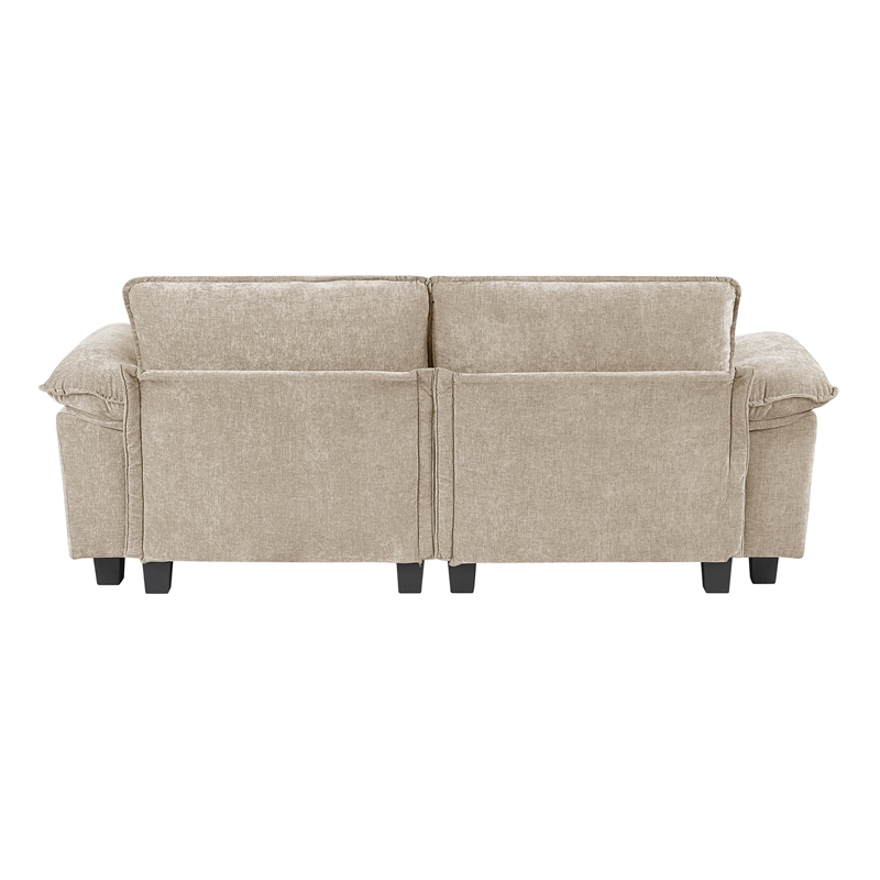 Pemberly Row Chenille Loveseat With Reversible Zippered Cushions in Taupe