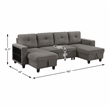 Pemberly Row Boucle U-Shaped Sectional With 2 Chaises & Pull-Out Bed in Brown