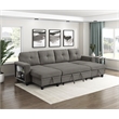 Pemberly Row Boucle U-Shaped Sectional With 2 Chaises & Pull-Out Bed in Brown