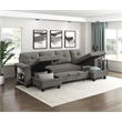 Pemberly Row Boucle U-Shaped Sectional With 2 Chaises & Pull-Out Bed in Brown