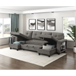 Pemberly Row Boucle U-Shaped Sectional With 2 Chaises & Pull-Out Bed in Brown