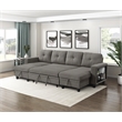 Pemberly Row Boucle U-Shaped Sectional With 2 Chaises & Pull-Out Bed in Brown
