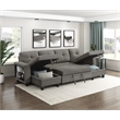 Pemberly Row Boucle U-Shaped Sectional With 2 Chaises & Pull-Out Bed in Brown
