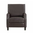 Pemberly Row Faux Leather Upholstered Push Back Recliner in Dark Brown