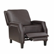Pemberly Row Faux Leather Upholstered Push Back Recliner in Dark Brown